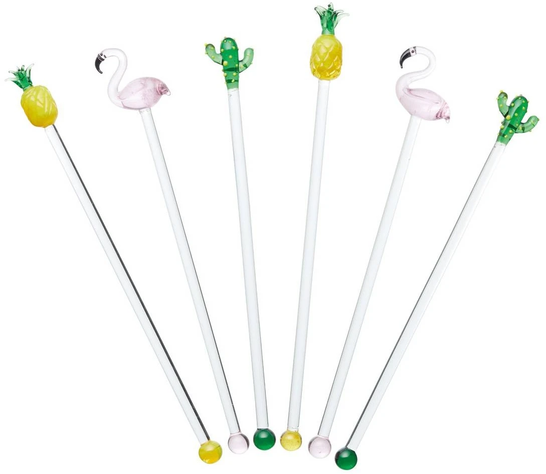 Barcraft Glass Tropical Cocktail Stirrers 3 Barcraft Glass Tropical Cocktail Stirrers