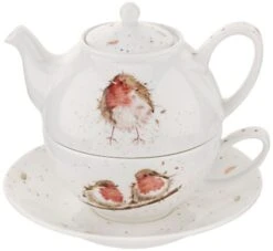 Wrendale Tea For One With Saucer Robins