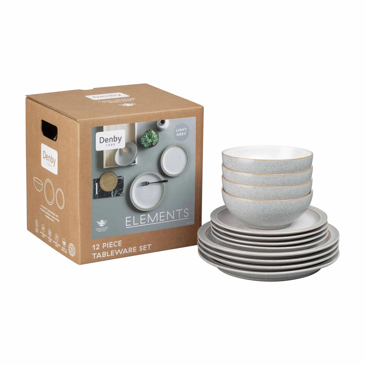 Denby Elements 12 Piece Dinner Set Light Grey 3 Denby Elements 12 Piece Dinner Set Light Grey