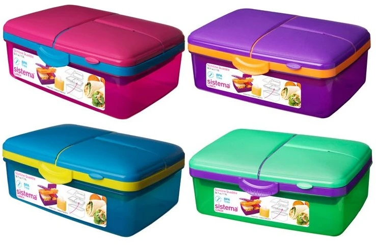 Sistema 1.5L Slimline Quaddie Coloured Lunch Box 3 Sistema 1.5L Slimline Quaddie Coloured Lunch Box