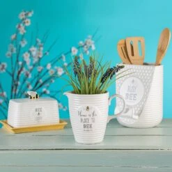 The English Tableware Company Bee Happy Utensil Pot With Stand 9 The English Tableware Company Bee Happy Utensil Pot With Stand -Kitchenware Discount Store 35579 14919