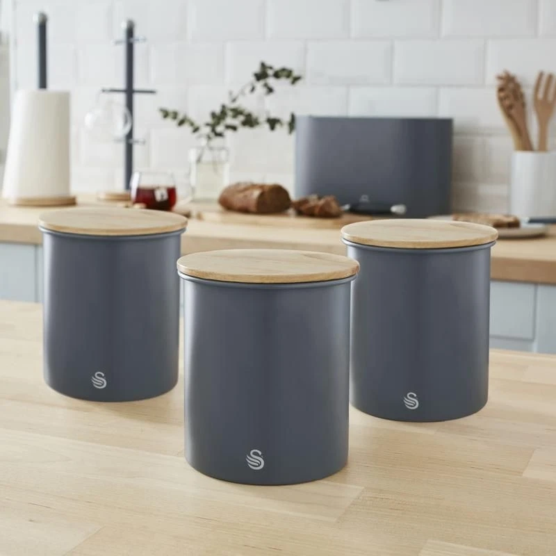 Swan Nordic Set Of 3 Canisters - Grey 4 Swan Nordic Set Of 3 Canisters - Grey - Image 2