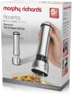 Morphy Richards Accents Electronic Salt & Pepper Mill Stainless Steel -Kitchenware Discount Store 42722 7887