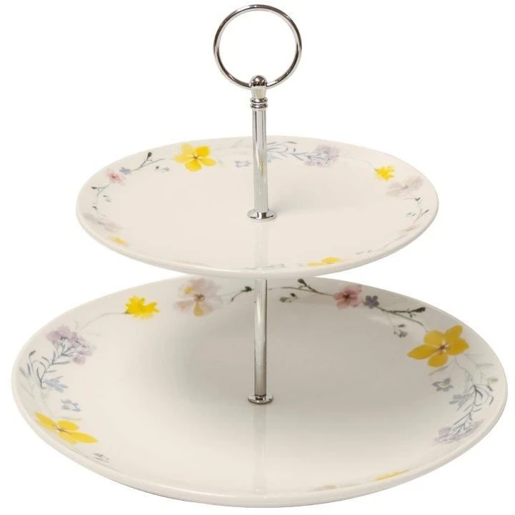 The English Tableware Company Pressed Flowers 2 Tier Cake Stand
