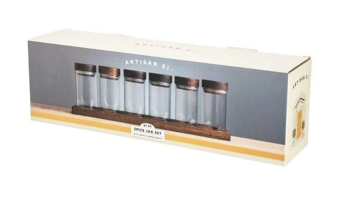 Artisan Street 6 Spice Jars With Board 3 Artisan Street 6 Spice Jars With Board