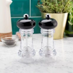 Taylors Eye Witness Salt & Pepper Mill Clear/Black Set Of 2 -Kitchenware Discount Store 48922 36711