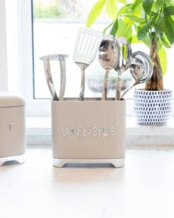 KitchenCraft Lovello Utensil Storage Tin Latte -Kitchenware Discount Store 49192 36021