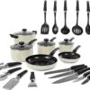 Morphy Richards Equip 20 Piece Pan & Tools Set - Cream -Kitchenware Discount Store 50605 32210
