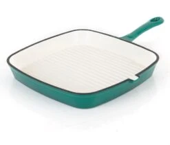 Simply Home Cast Iron Grill Pan 23cm Emerald Green